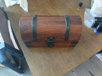 Wooden Treasure Chest Box with Metal Hardware