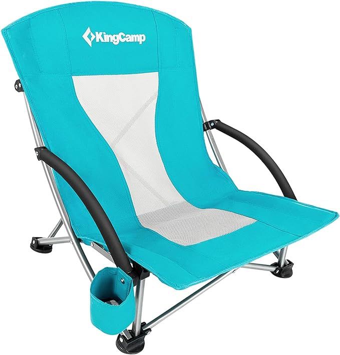 KingCamp Low Folding Beach Chair for Adults,Portable Lightweight Lowback Sling Chair