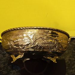 19th Century French Polished Brass Oval Jardiniere or Planter 14.5"×4.5"