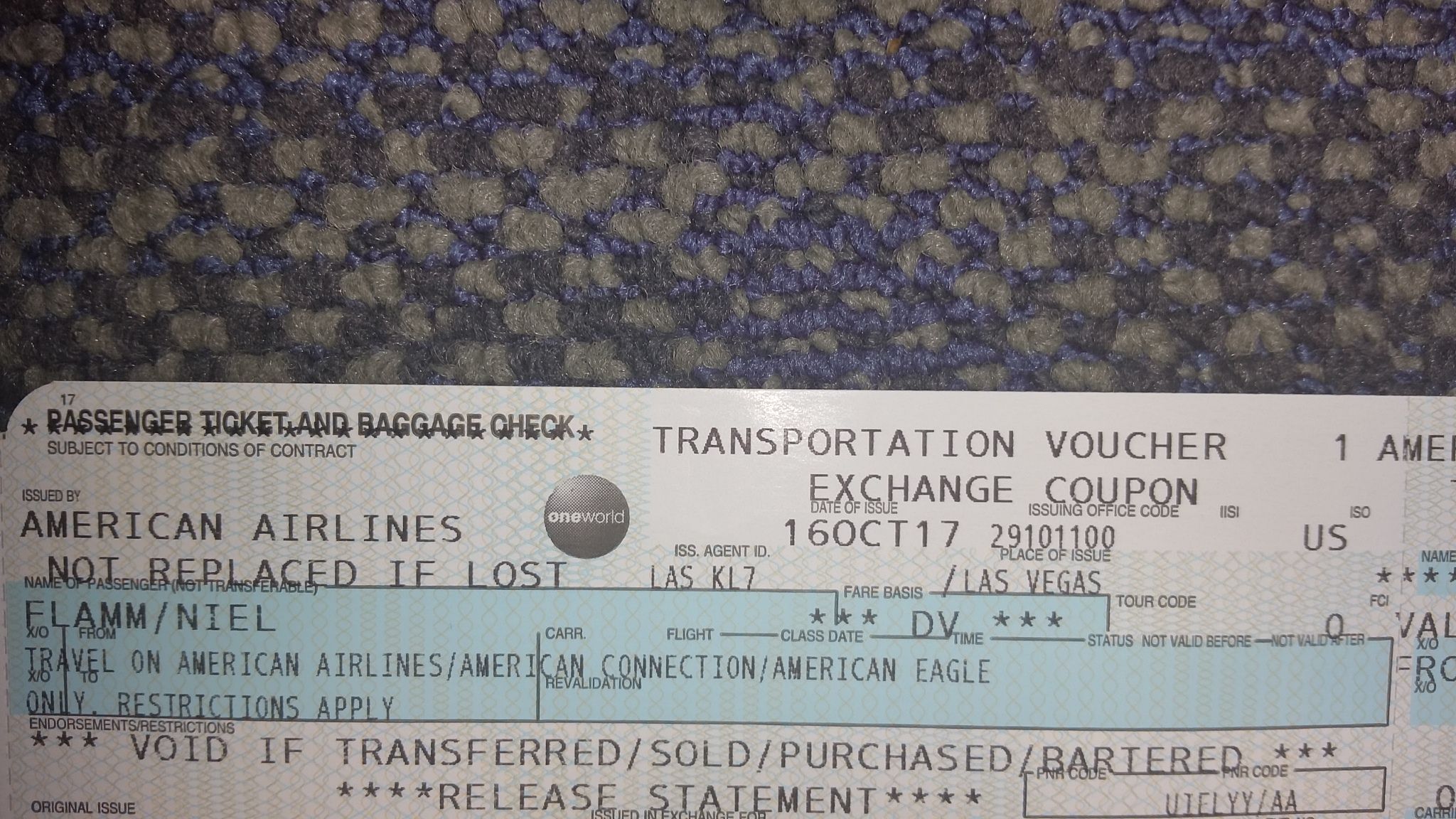 $500 American Airlines Travel Voucher