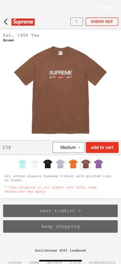 SUPREME Est.1994 BROWN TEE MEDIUM
