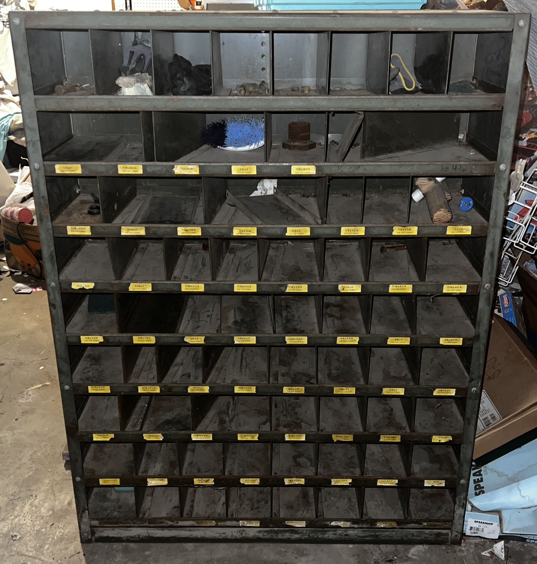 Vintage Hardware Store Storage Bins Shelf