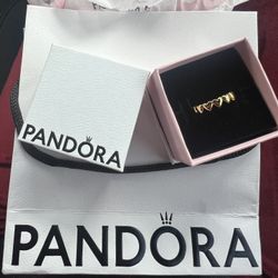 Pandora Gold Row Of Hearts Ring