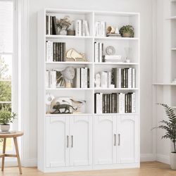 73″ Tall Bookcases with Doors, 8 Cubes 6-Tier Double Row Bookshelf