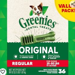 
Greenies Original Regular Natural Dog Dental Care Chews Oral Health Dog Treats, 36 count (Pack of 1)