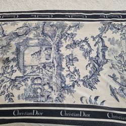 Toile White And Blue Scarf/shawl