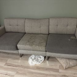 Couch w/ 2 navy blue chairs