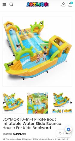 JOYMOR 10-in-1 Pirate Boat Inflatable Water Slide Bounce House