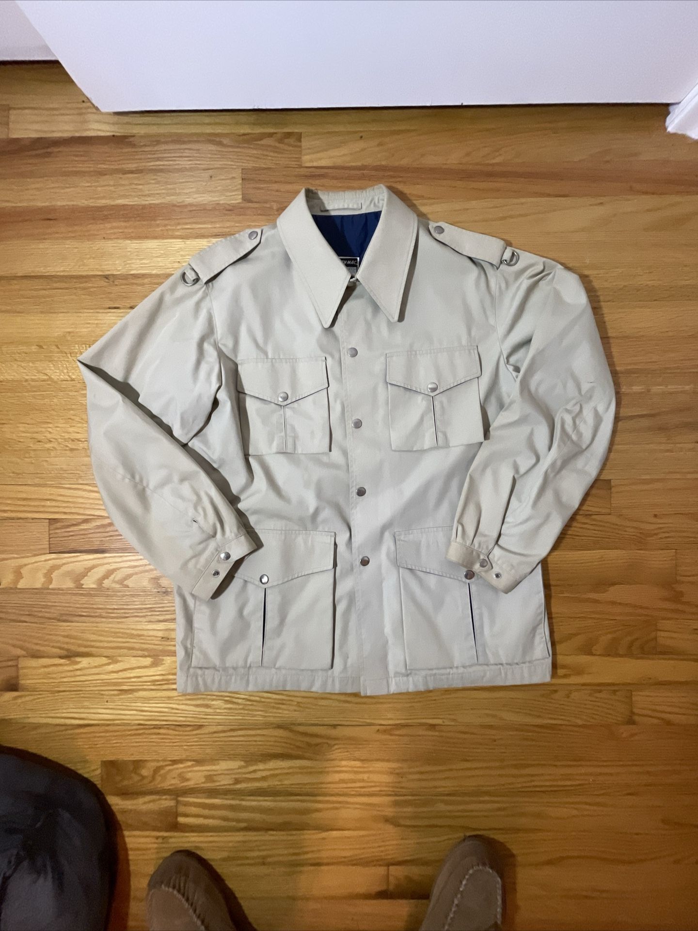 Vintage Mighty Mac Jacket Coat Size 46 Lightweight Full Button Out O’ Gloucester