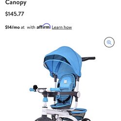 Brand New 4-in-1 Detachable Baby Kids Toy Stroller Tricycle with Round Canopy