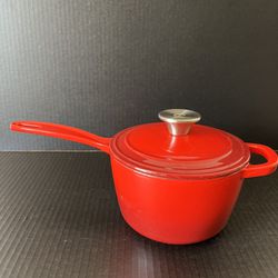Crofton Red Ombré Enamel On Cast Iron 1.75 Qt. Lidded Sauce Pan/Pot