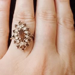 Smokey Topaz And Brilliant Stones Gold Ring