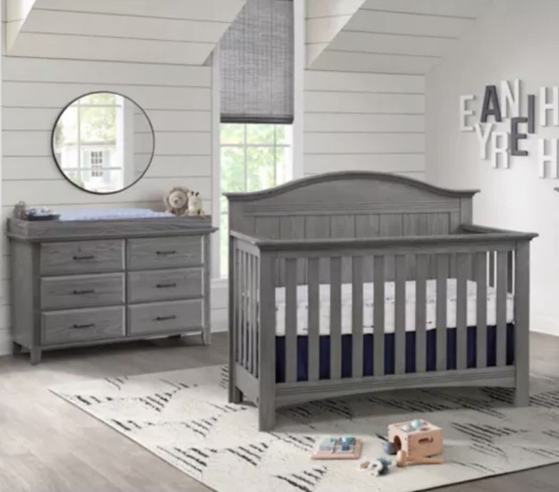 SoHo Baby Nursery Convertible Crib and Dresser with changing table Set
