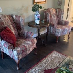 2 Winged Highback Chairs