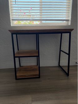 Modern Industrial Small Desk with Shelves