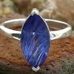 Treated Tanzanite 925 Sterling Silver Rings Jewelry Size 7