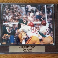 Joe Montana Autographed Plaque. 