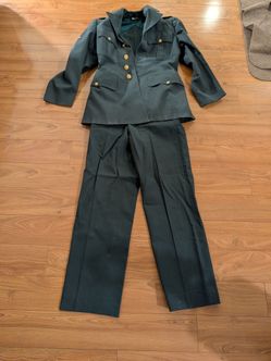 Vintage Korean War US Army Wool Uniform Coat + Pants + Garrison Cap