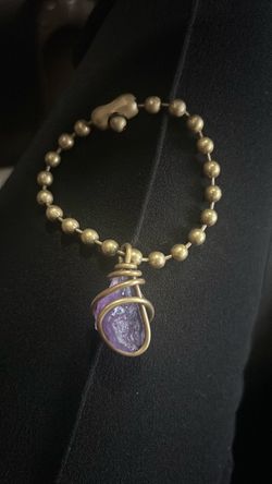 Wrapped Purple Stone Bead Chain Bracelet