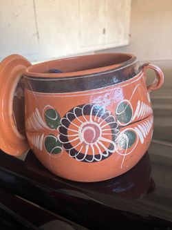 Mexican Talavera Terracotta Clay Pot with Handles