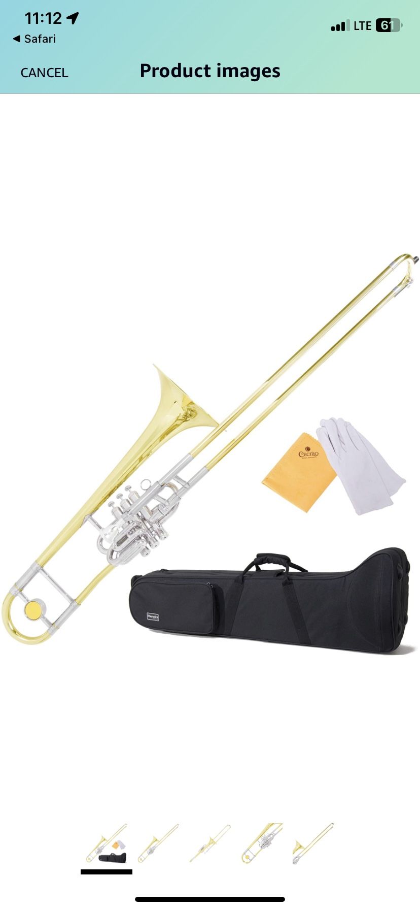 Mendini B Flat Tenor Valve/Slide Combo Trombone
