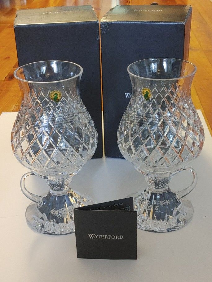 Set of 2 Waterford Crystal 10” 2 Piece Chamber Candlestick With Box