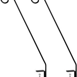 2 of 28” Rail Pole Deck Curled Hook for Hanging Bird Feeder, Plants, Suet Baskets, Wind Chimes, Lanterns