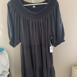 OLD NAVY Womens Grey Smocked Tiered Short Sleeve Dress Size xl