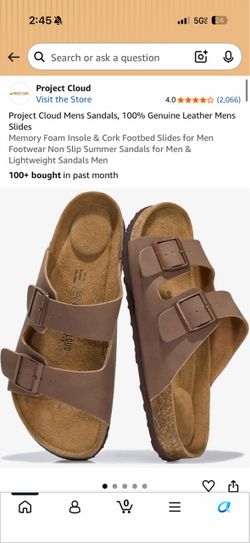 Project Cloud Mens Sandals, 100% Genuine Leather Mens Slides