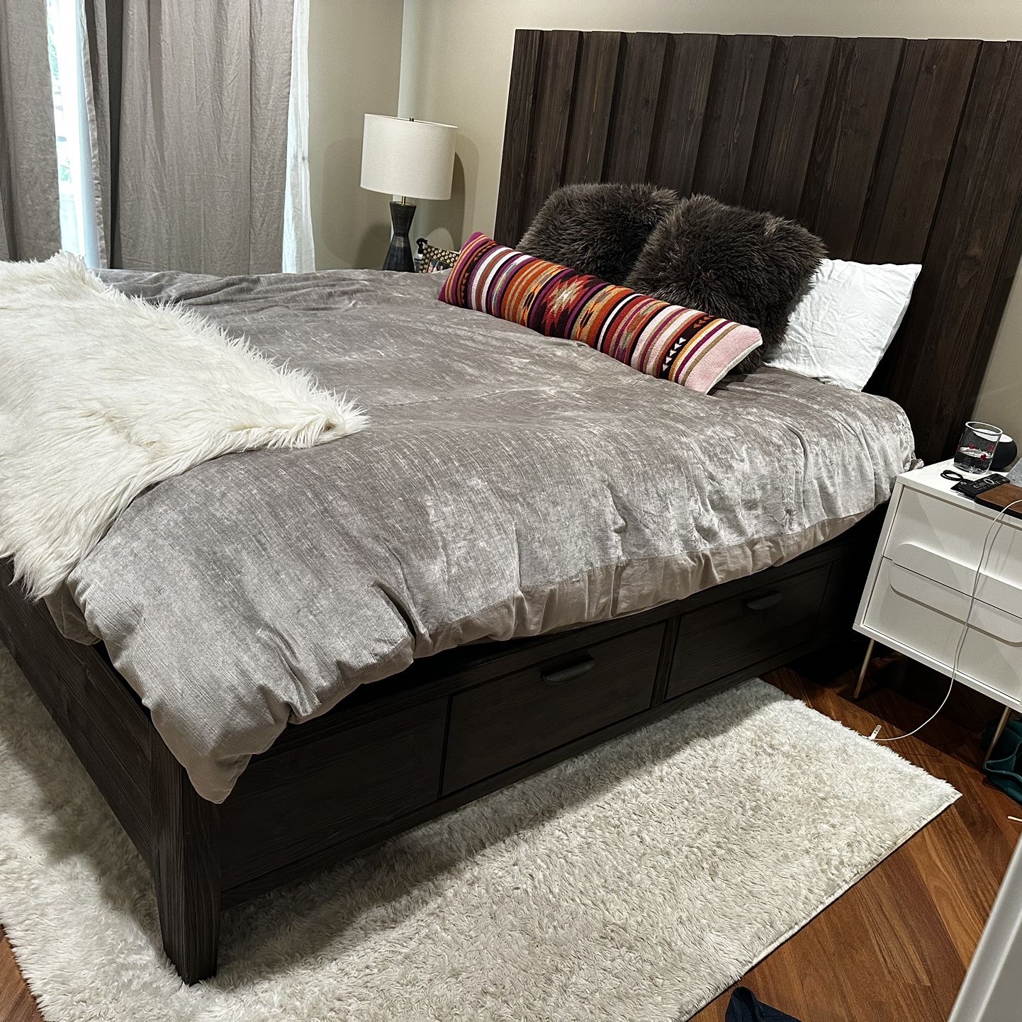 Kings Size Frame And Mattress - Hardly Used 