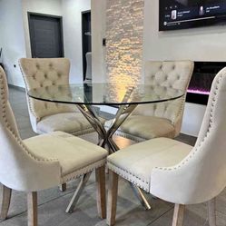 Round Table , Glass Dining Table 