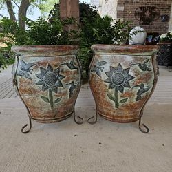 Turquoise Hummingbird Clay Pots, Planters, Plants. Pottery,  Talavera $65 cada una