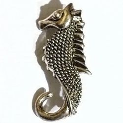 Rare 3D Silver Sea Horse Brooch 