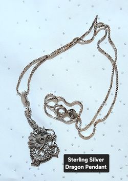 Sterling Silver Chain & Dragon Pendant 