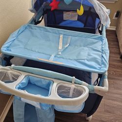 Foldable baby crib and playpen with accessories