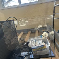 Fish tank with supplies + Rocks + Stand