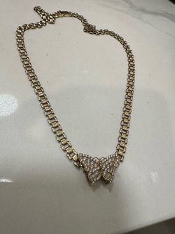 Rolex chain real diamond butterfly pendant