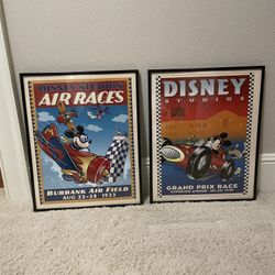 Retired Mickey Mouse Framed Prints -Disney Studio Air Races And Disney Studios Grand Price Race 