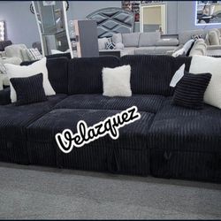 ✅️✅️3-Piece Black  color Convertible Sectional✅️✅️