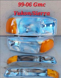 99-06 Gmc Sierra Yukon Headlights Luces Micas Calaveras Faros Faroles Focos Headlamps