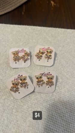 Gold Plated Bear Earrings $4 Each 