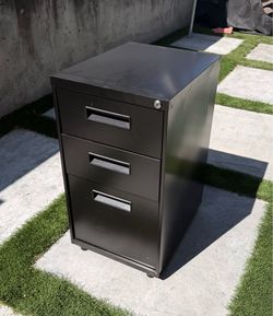 Black 3 drawer metal filing cabinet NO KEY