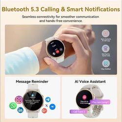 Smart Watch – Bluetooth Calling, Fitness Tracker (White/Gold)