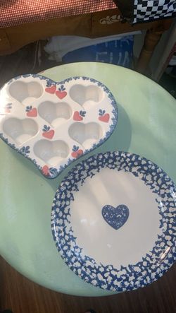 Beautiful vintage heart shape muffin tray and serving plate