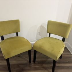 Green Suede-like Dining Accent Chairs Set