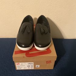 Brand New Fitflop Superskate Black Leather Tassel Loafer Women 