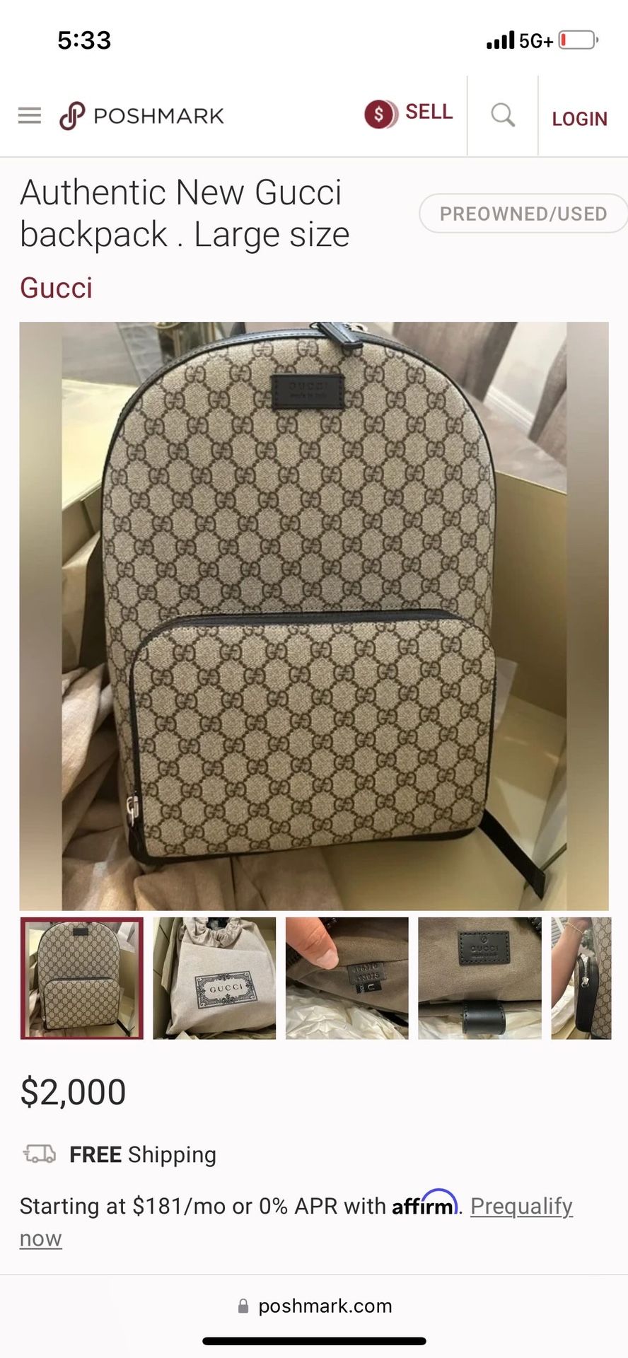NEW DISCOUNTED LARGE GUCCI BACKPACK 9/10