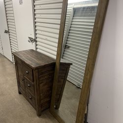 Oak Wood Chest & 6ft Mirror