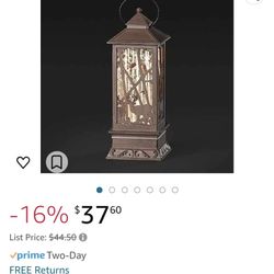 Christmas by Roman Inc., Confetti Lites Collection, 11" H LED Deer Bronze Lantern, Lantern, Snow Globe, Holiday Home Décor, Santa, Cardinal, Nutcracke