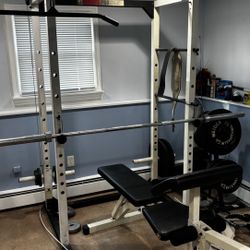 Weight Lifting(bench, Squat) Rack and Weights (Weider Pro)